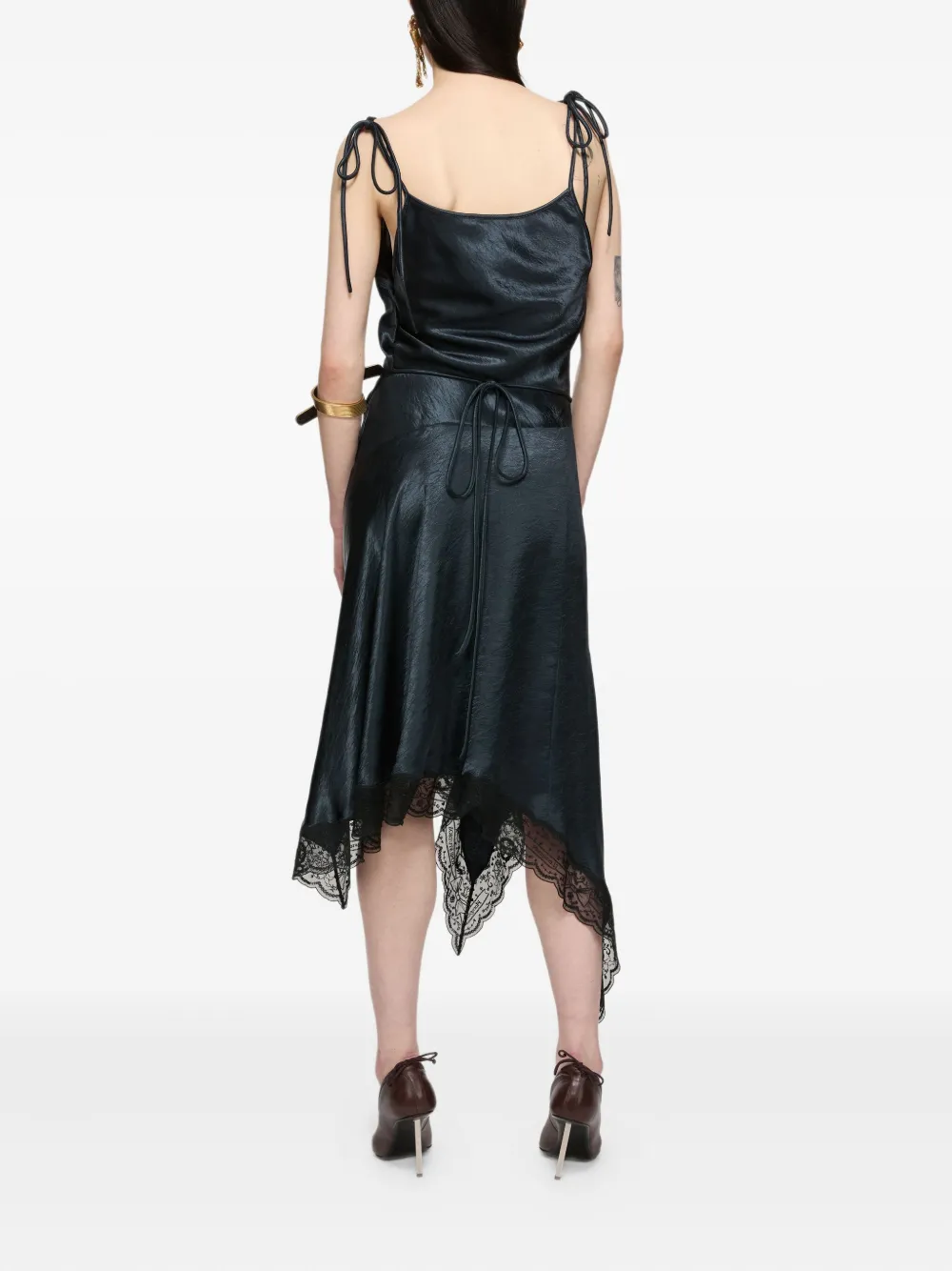 Acne Studios Asymmetrische jurk met kanten afwerking Blauw