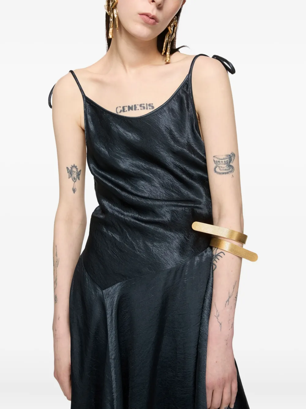 Acne Studios Asymmetrische jurk met kanten afwerking Blauw