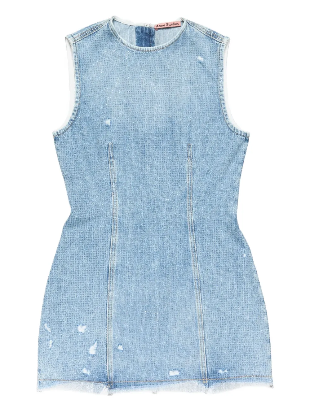 Acne Studios Frayed Mini Dress In Blue