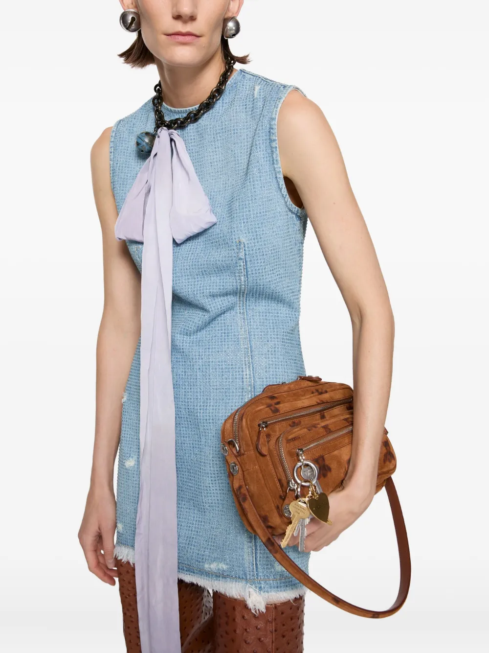 Acne Studios Frayed Mini Dress In Blue