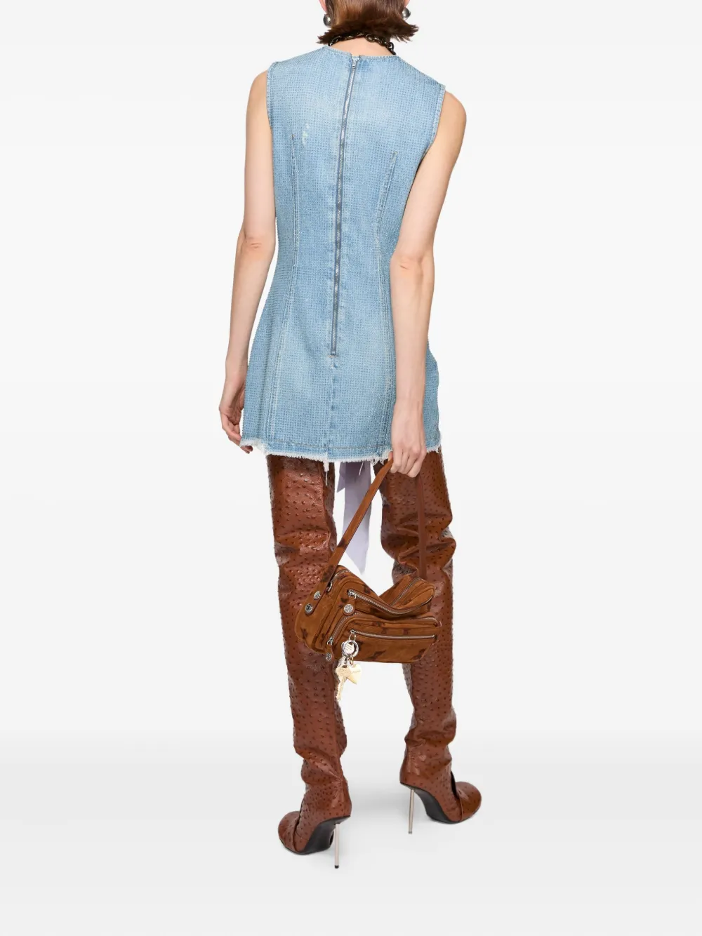 Acne Studios Frayed Mini Dress In Blue