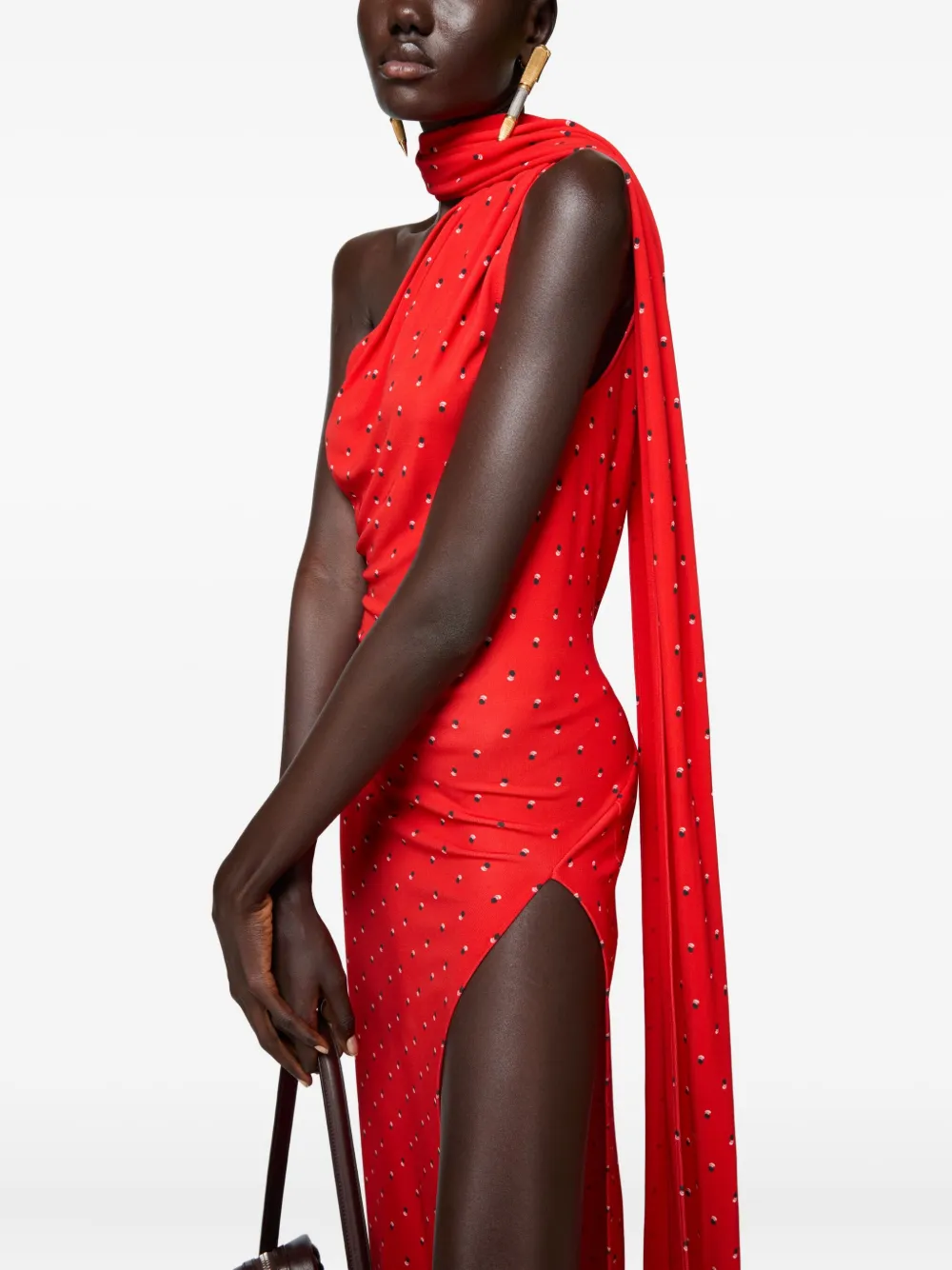Acne Studios Draped Fringe Dress In Red