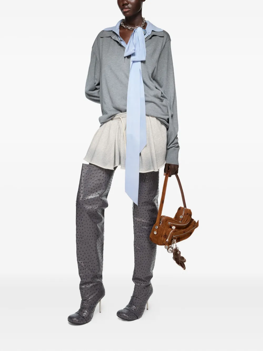 Acne Studios Gebreide polotop met polokraag - Grijs