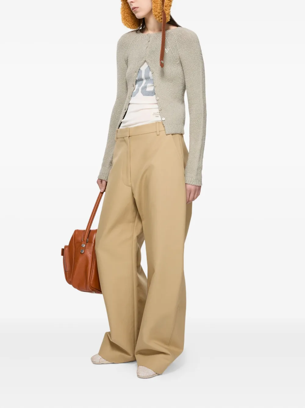 Acne Studios Heart-embellished Buttoned Cardigan In Gray