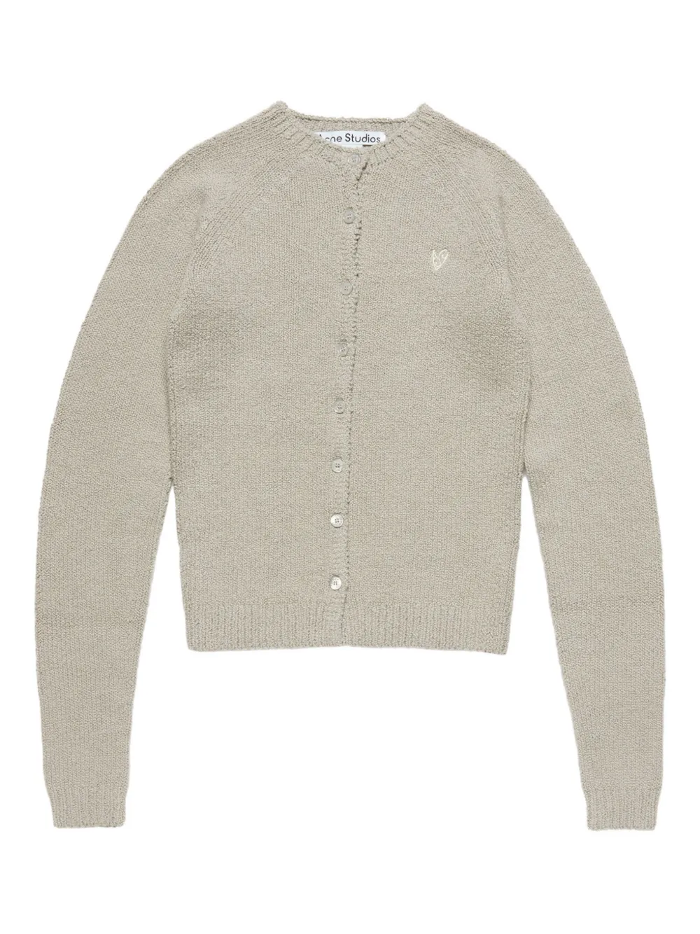 Acne Studios Heart-embellished Buttoned Cardigan In Gray