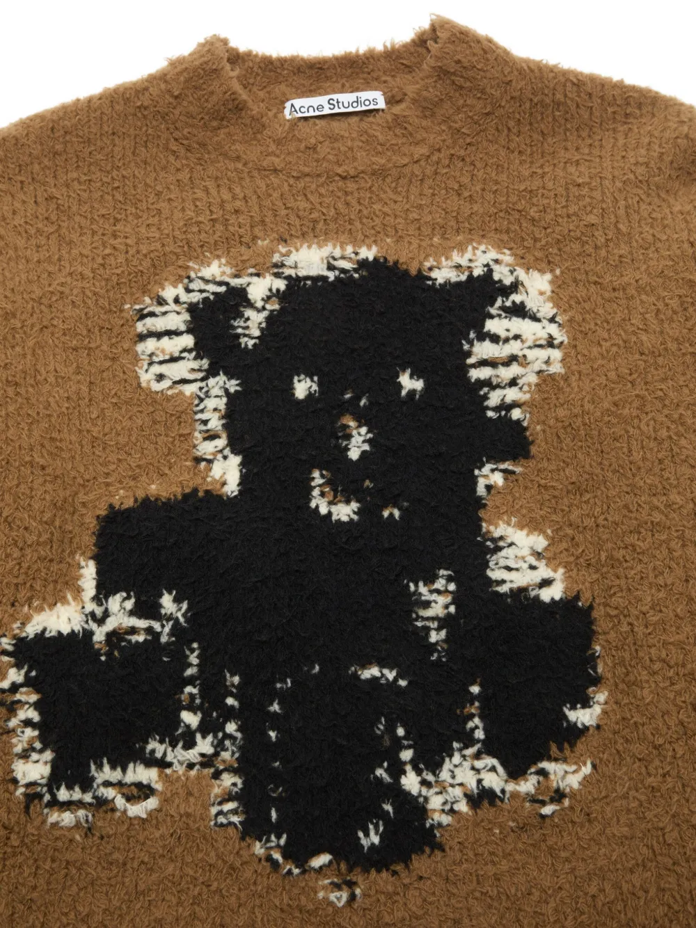 Acne Studios Kusto Teddy Intarsia Wool Blend Sweater In Animal Print
