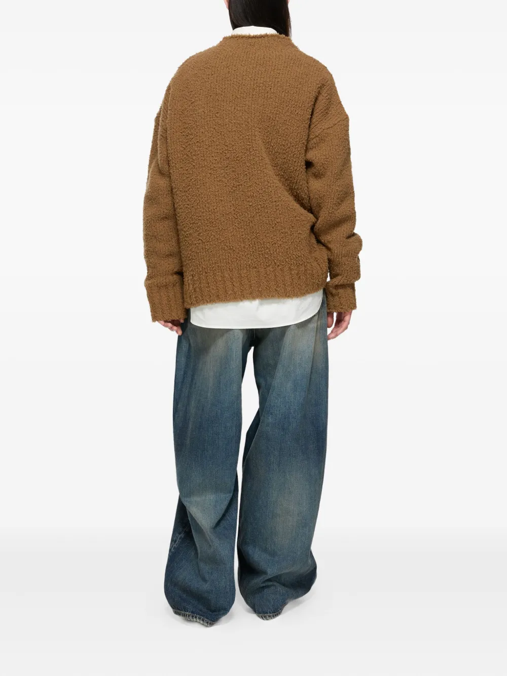 Acne Studios Kusto Teddy Intarsia Wool Blend Sweater In Animal Print