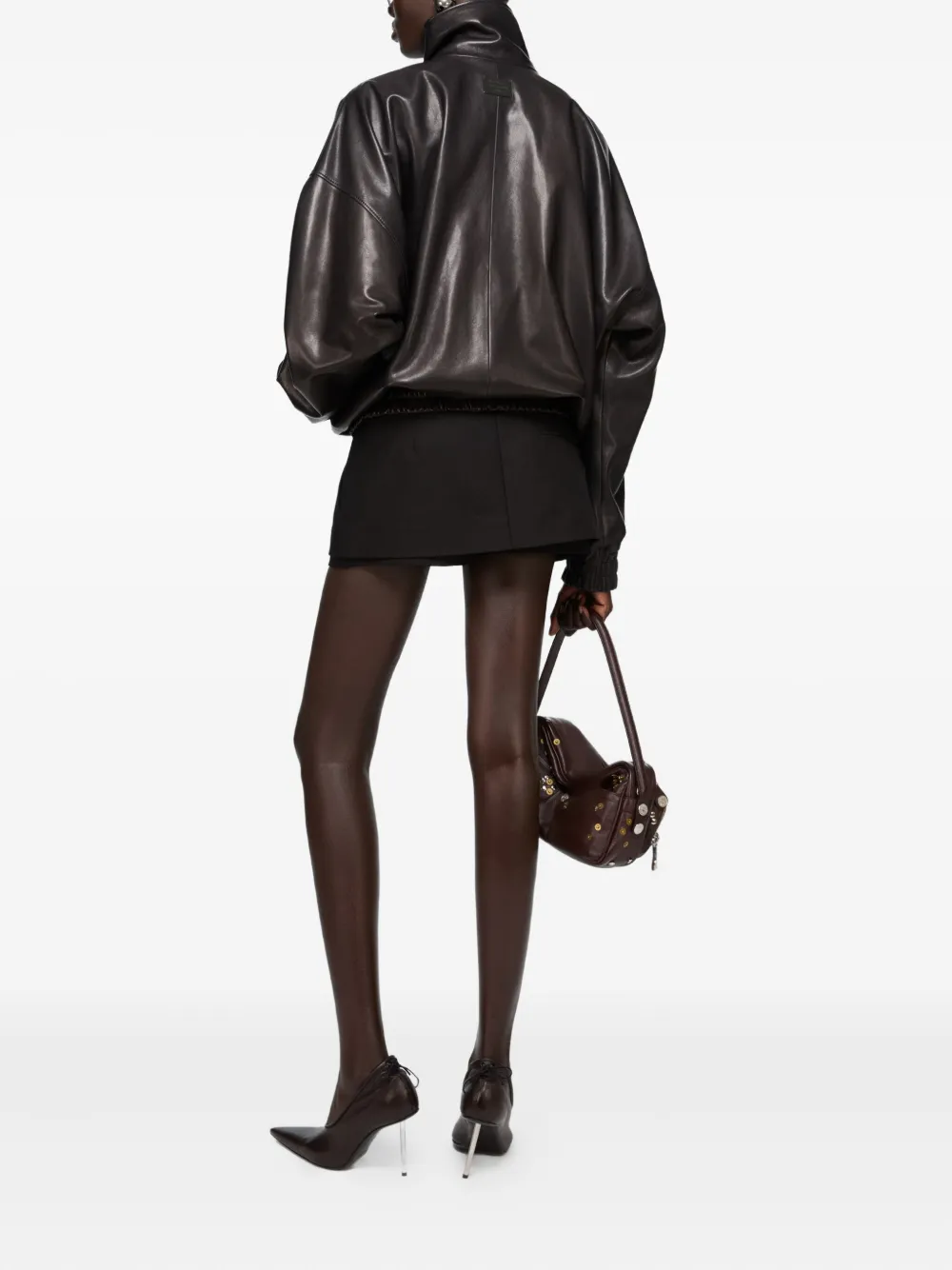 Acne Studios Leren jack met rits Zwart