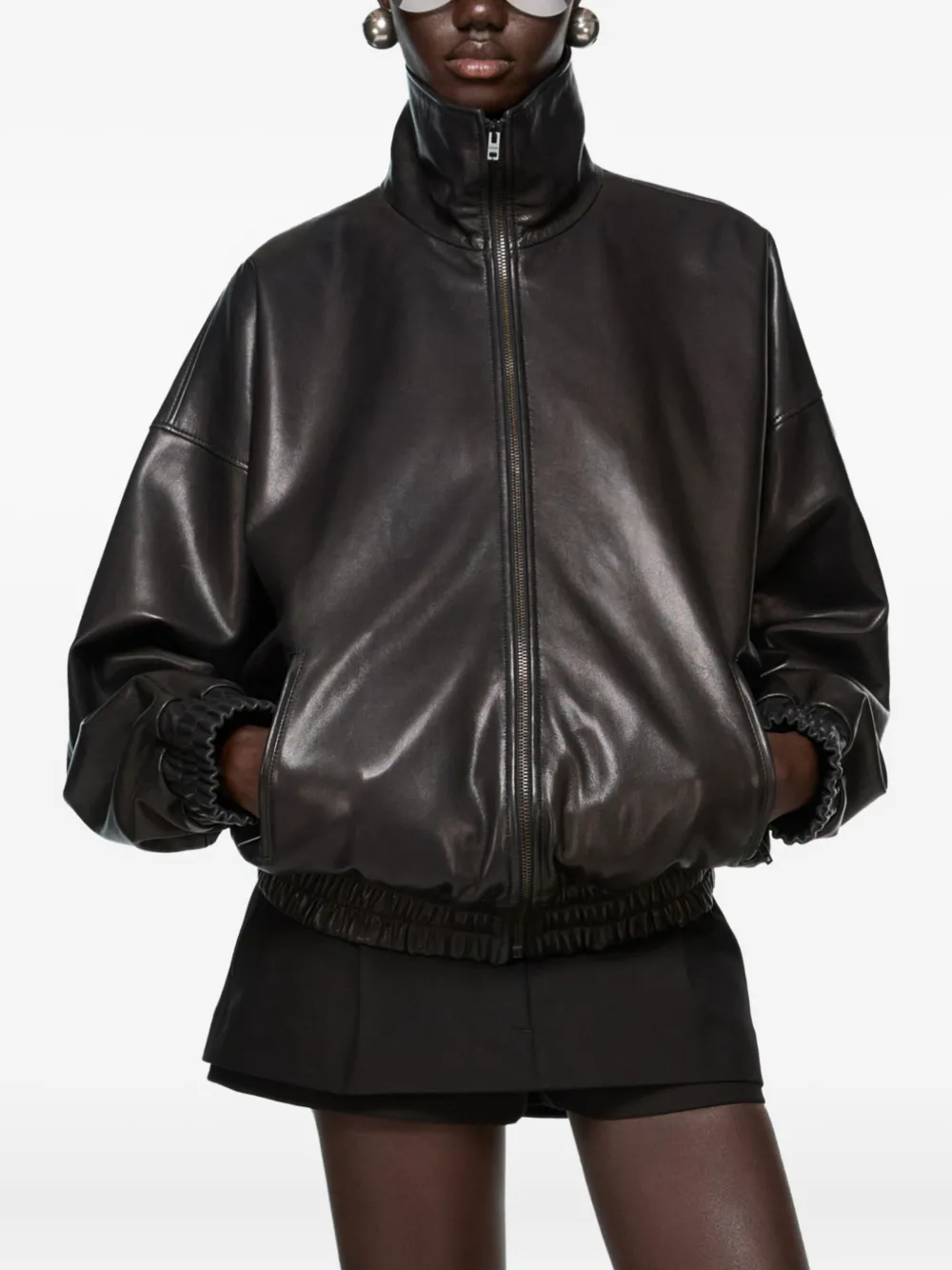Acne Studios Leren jack met rits Zwart