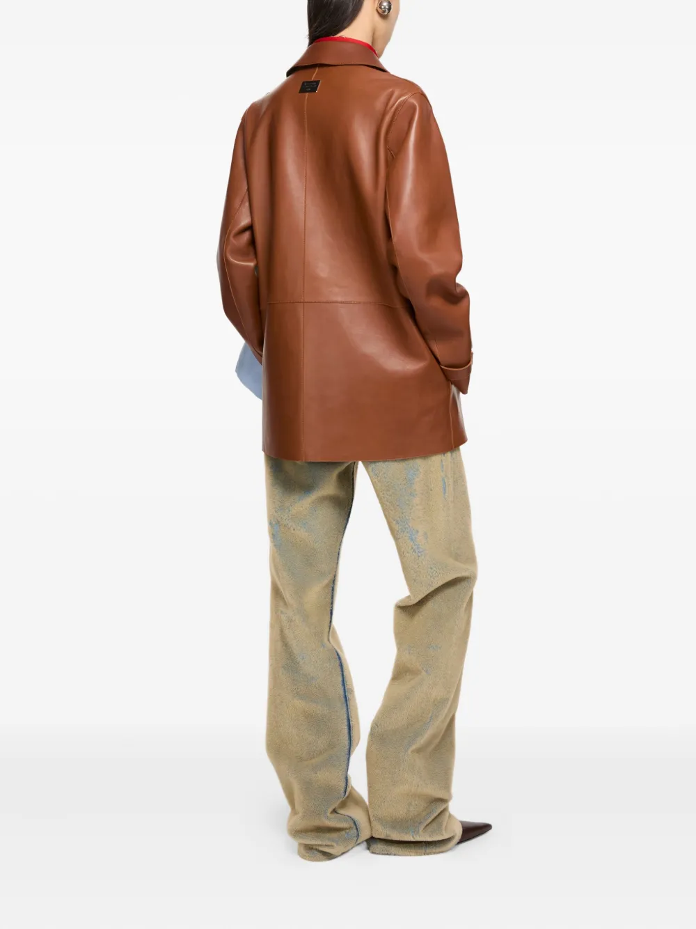 Acne Studios Leather Buttoned Coat In Brown