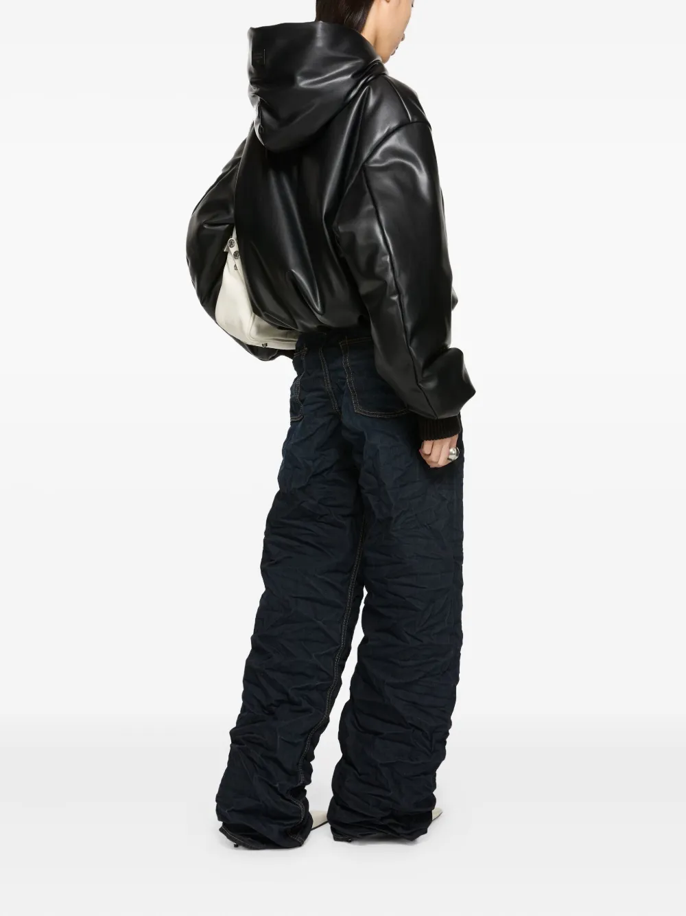 Acne Studios Hooded Faux Leather Jacket A90654le R In Black