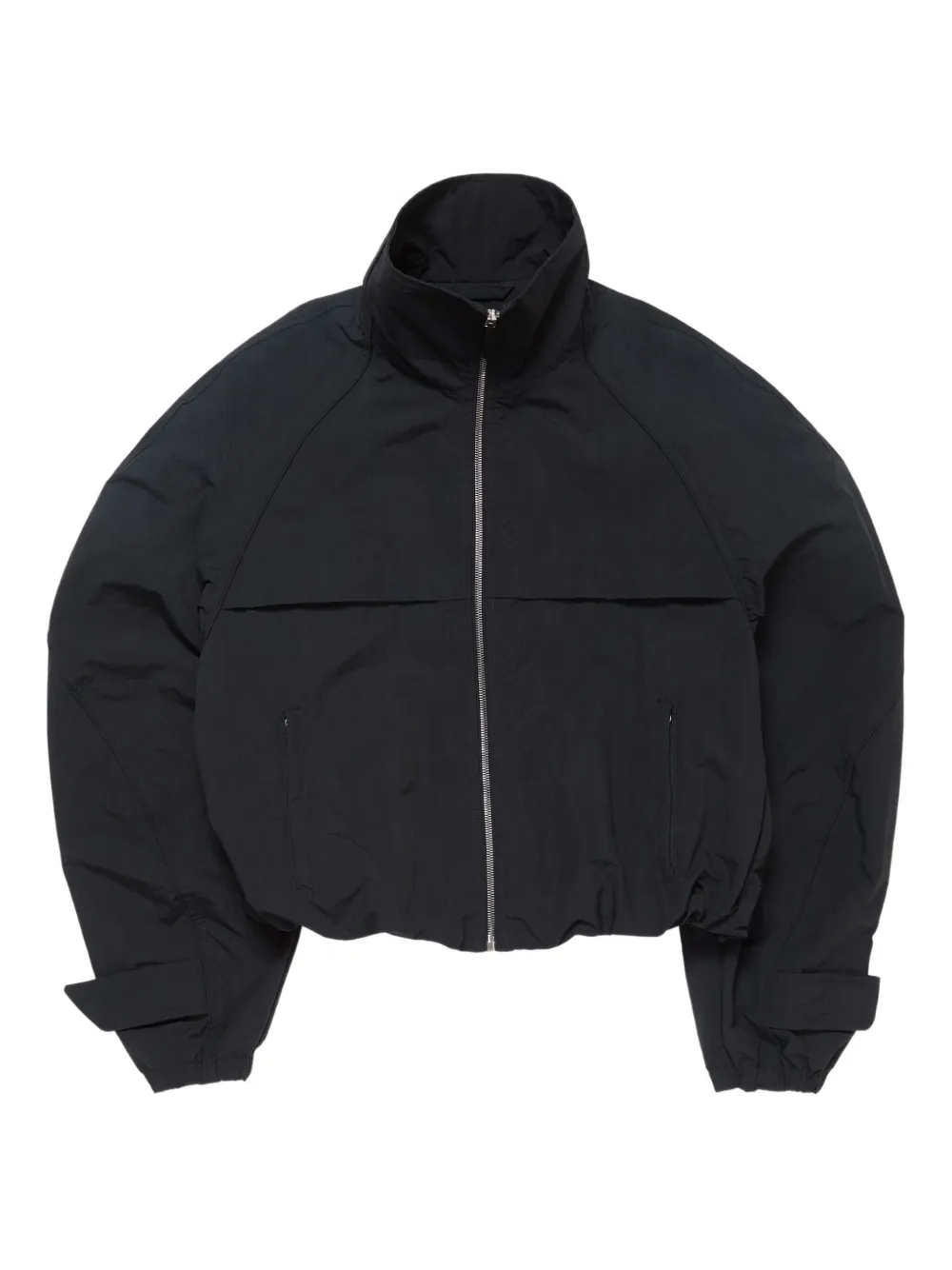 high-collar zip-up jacket
