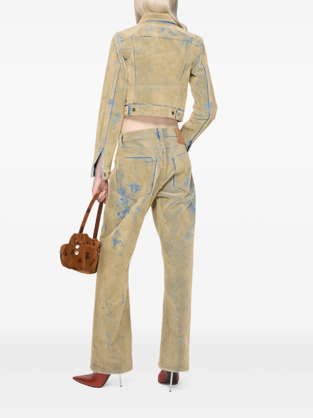 Acne Studios Denim jack met textuur Beige