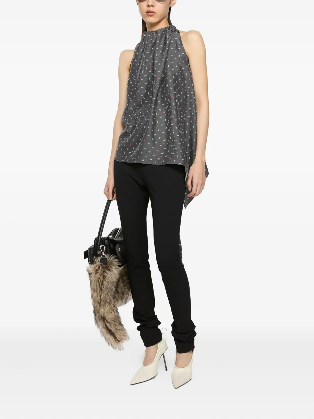 Acne Studios Asymmetrische top met strik - Grijs