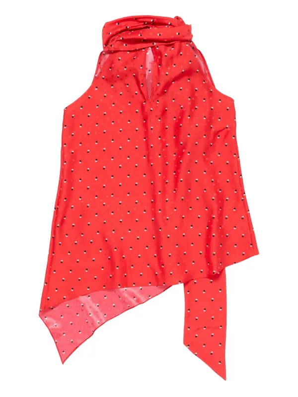 Acne Studios リボン アシンメトリートップ | レッド | FARFETCH JP