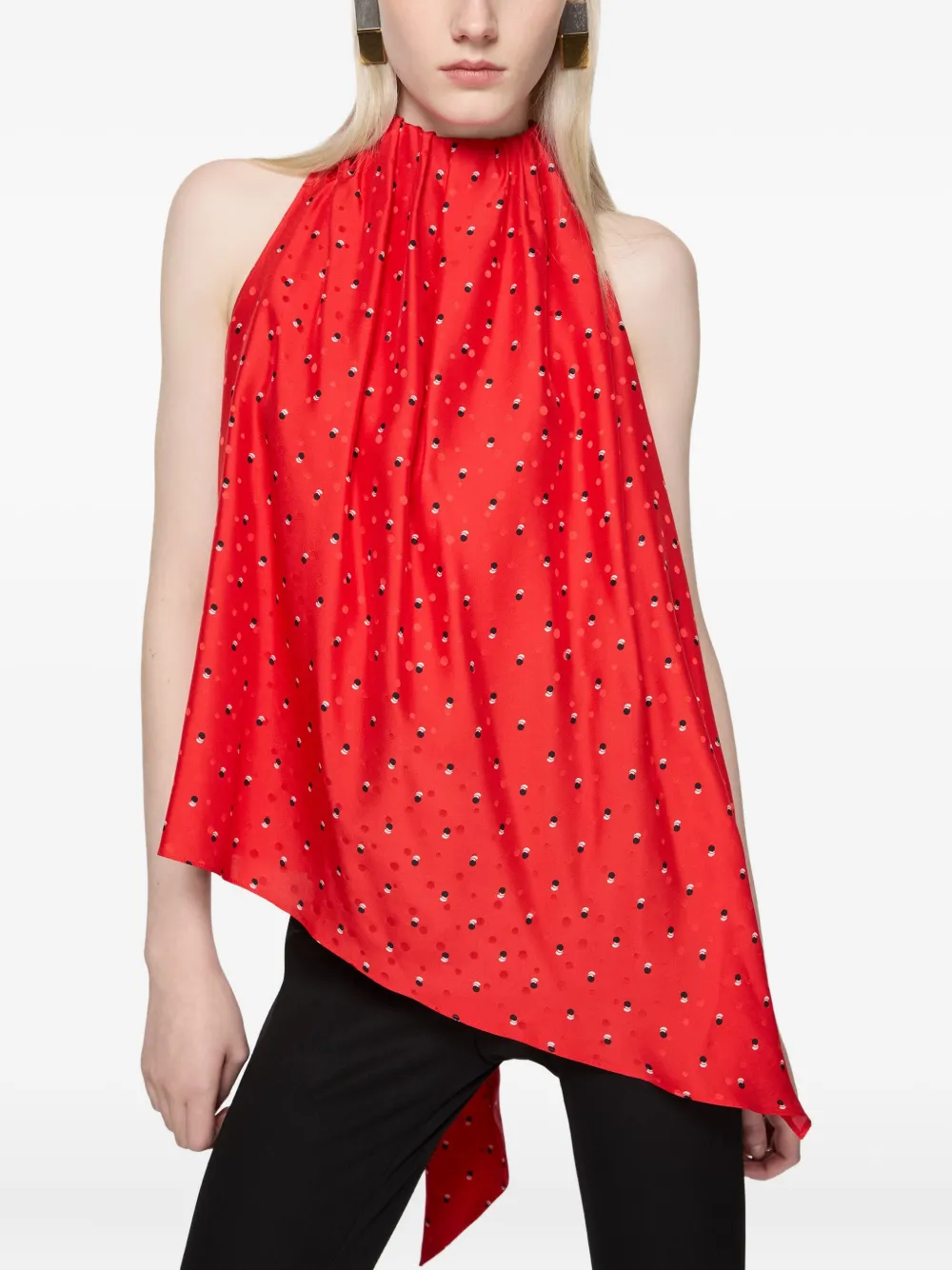 Acne Studios Asymmetrische top met strikdetail Rood