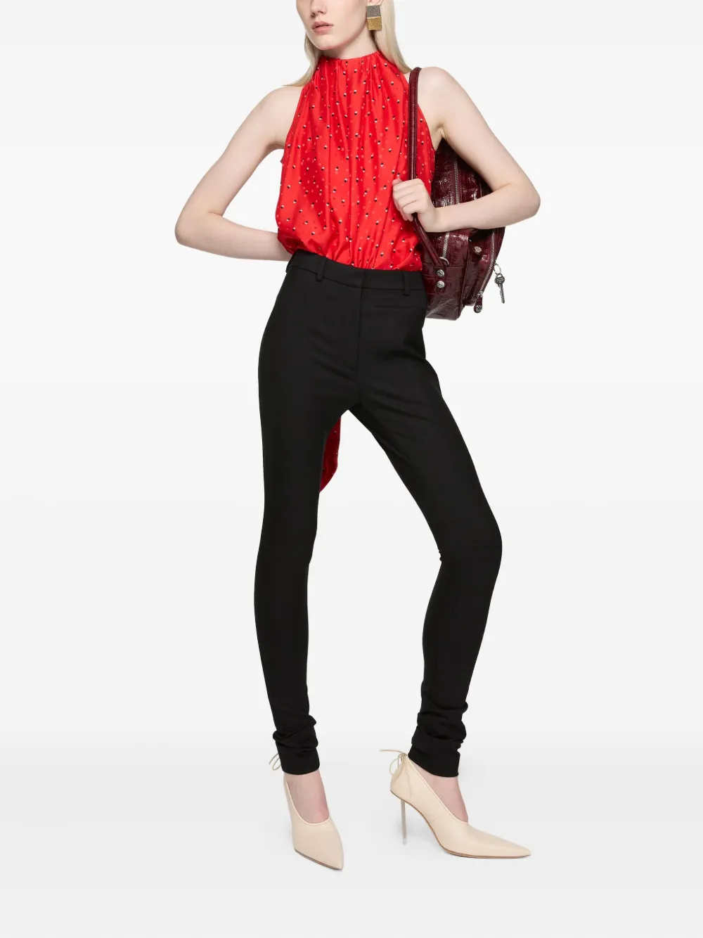 Acne Studios Asymmetrische top met strikdetail - Rood