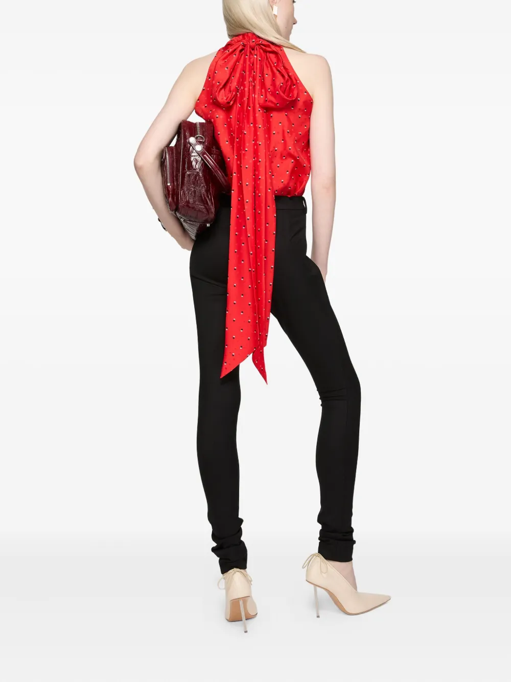 Acne Studios Asymmetrische top met strikdetail Rood