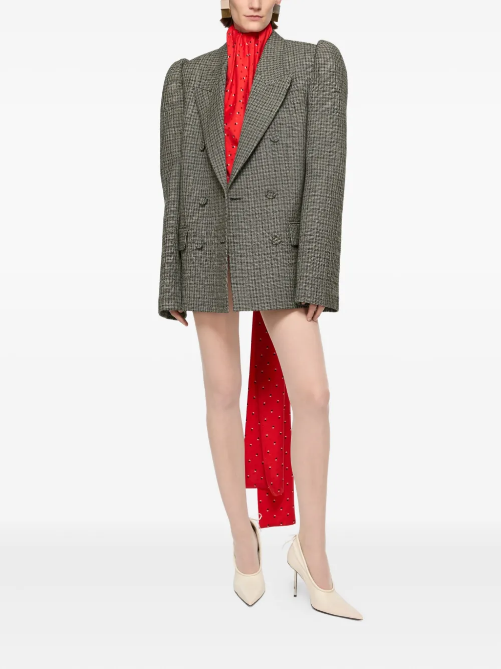 Acne Studios Houndstooth Double-breasted Blazer In Green