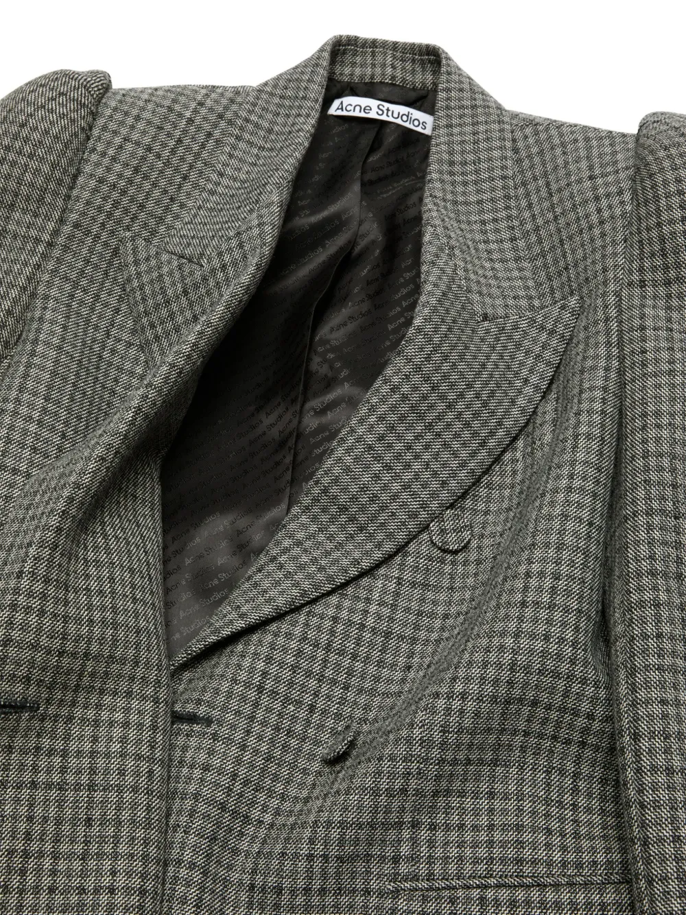 Acne Studios Houndstooth Double-breasted Blazer In Green