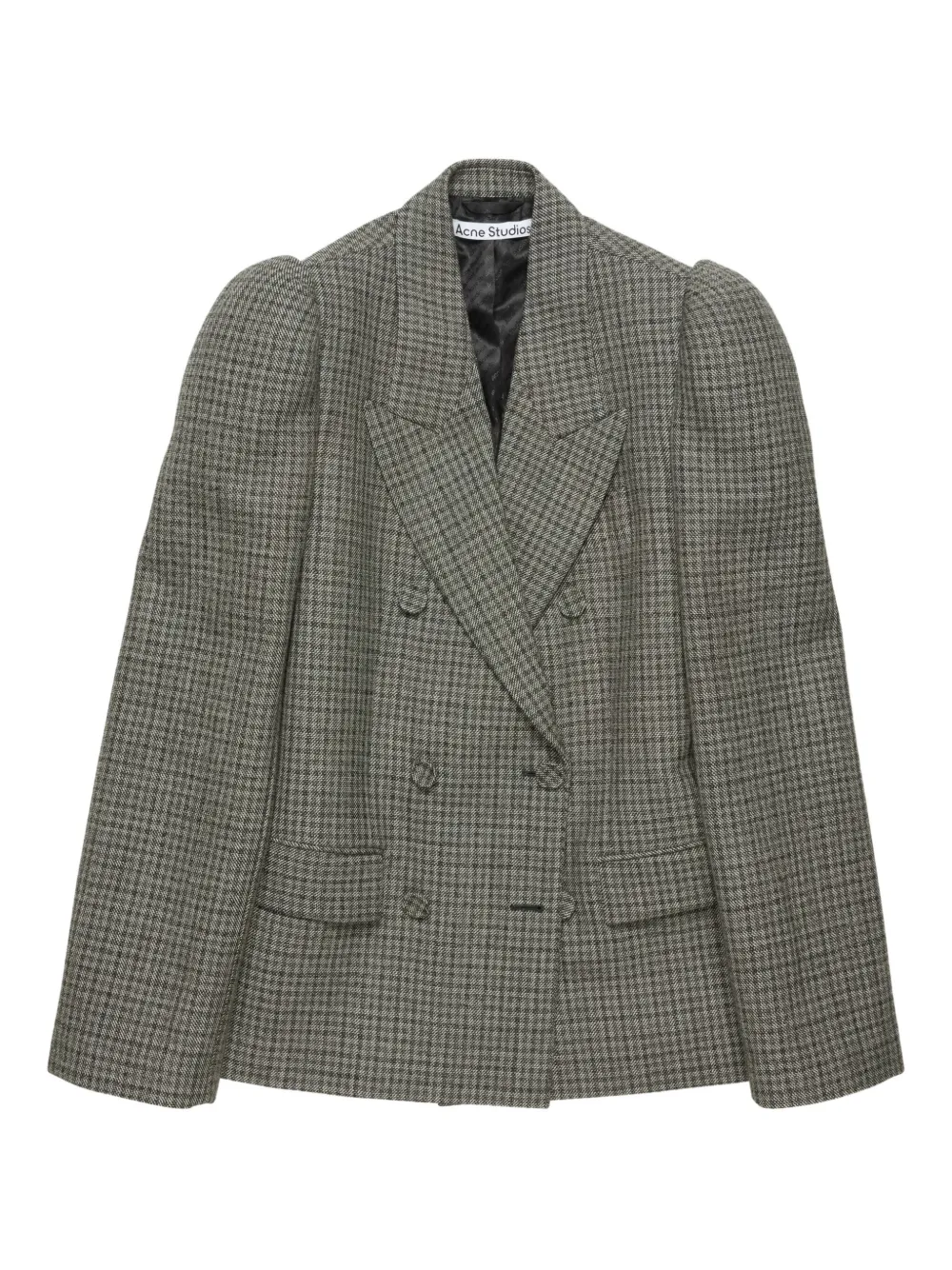 Acne Studios Houndstooth Double-breasted Blazer In Green