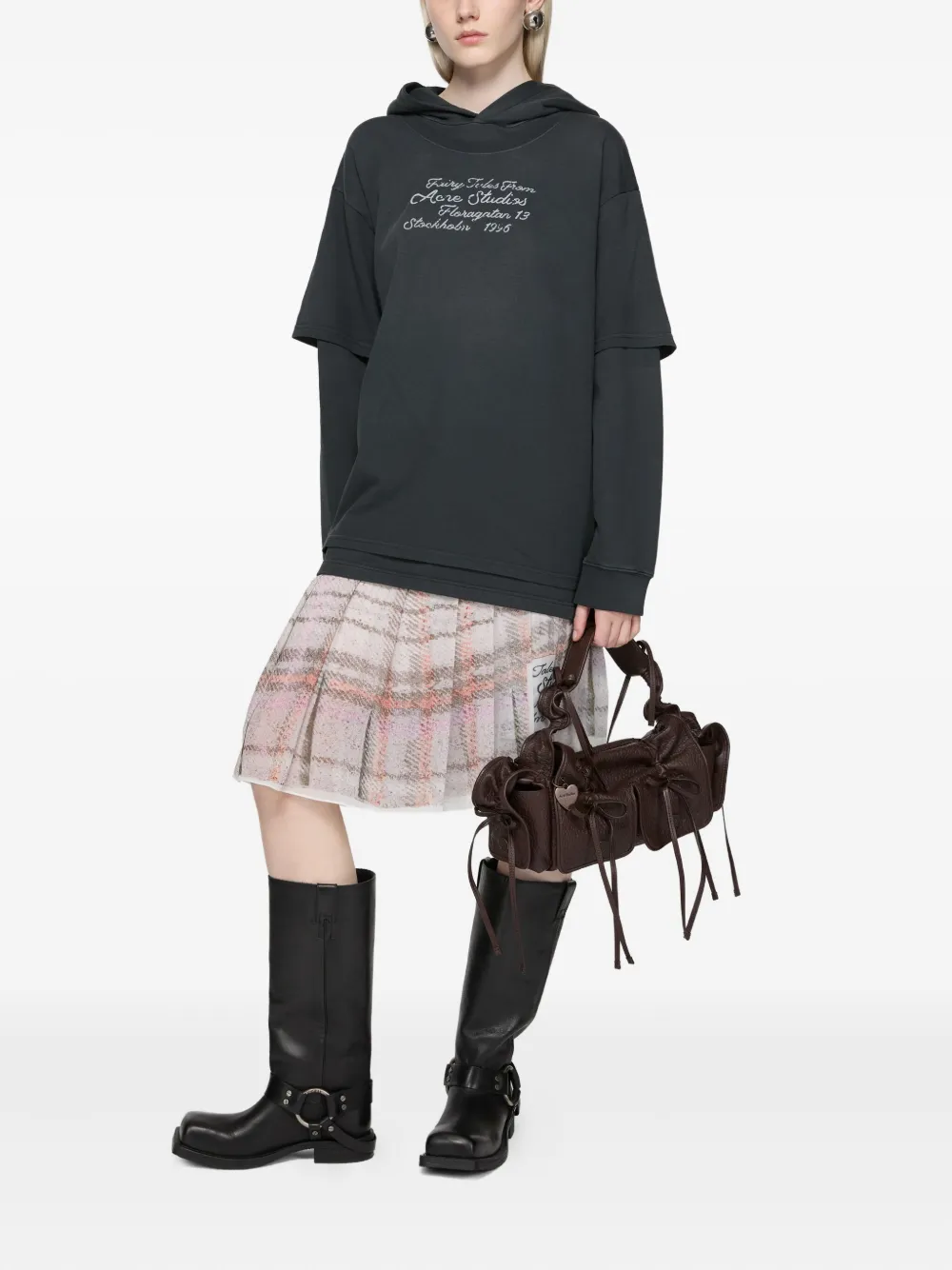 Acne Studios lettering-detail double-layered hoodie - Zwart