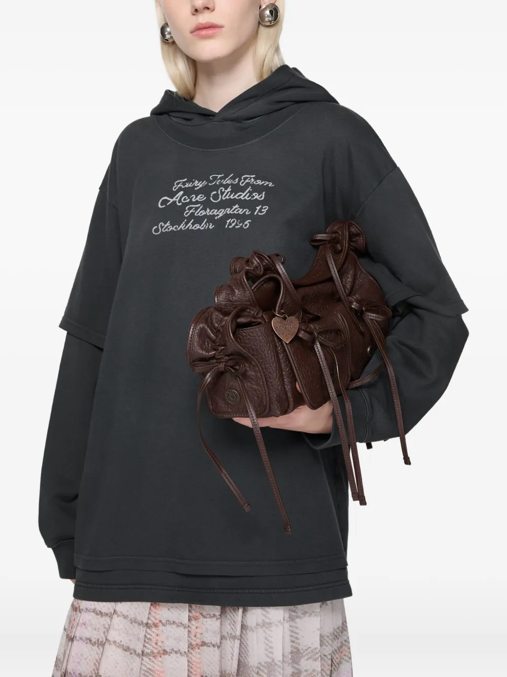 Acne Studios Gelaagde hoodie met letterdetail Zwart
