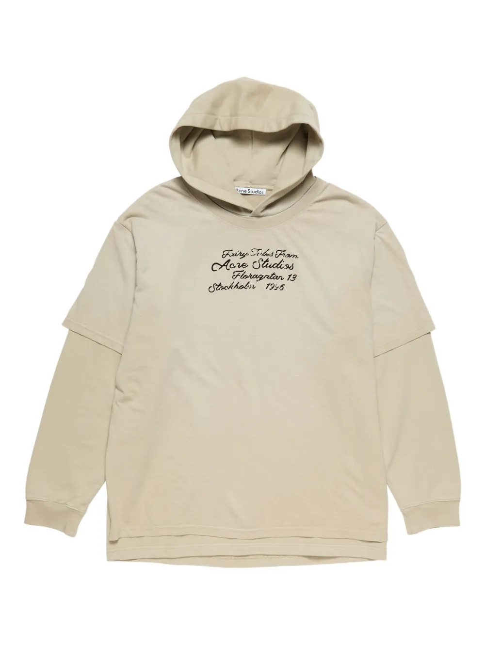 Acne Studios Womens Faded Beige Layered Relaxed-fit Cotton-jersey Hoodie Xs In Neutral