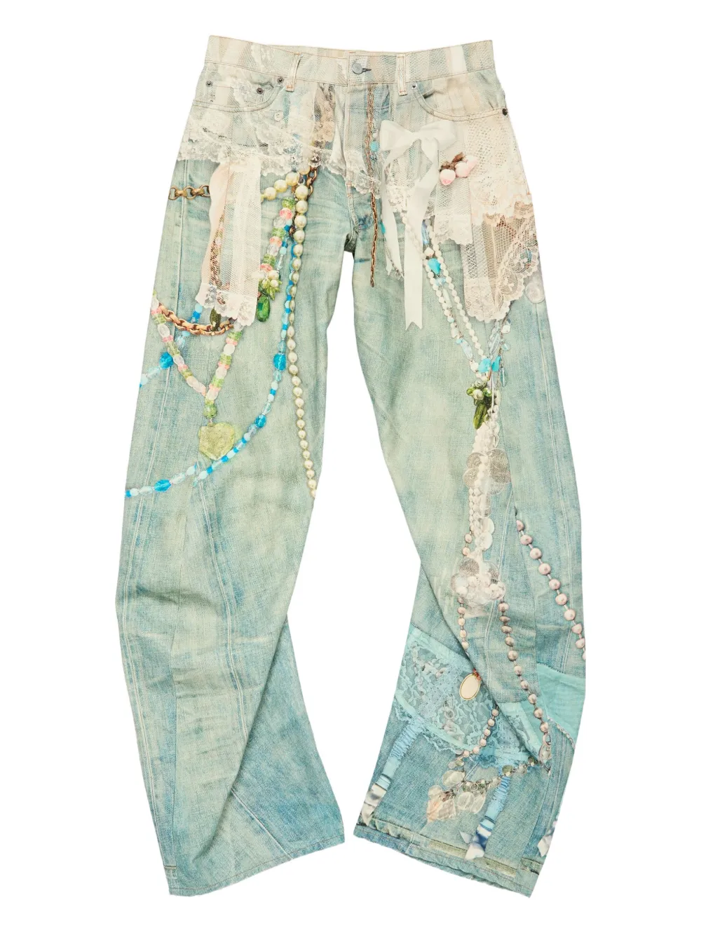 Acne Studios Jeans con catena in pizzo - Blu