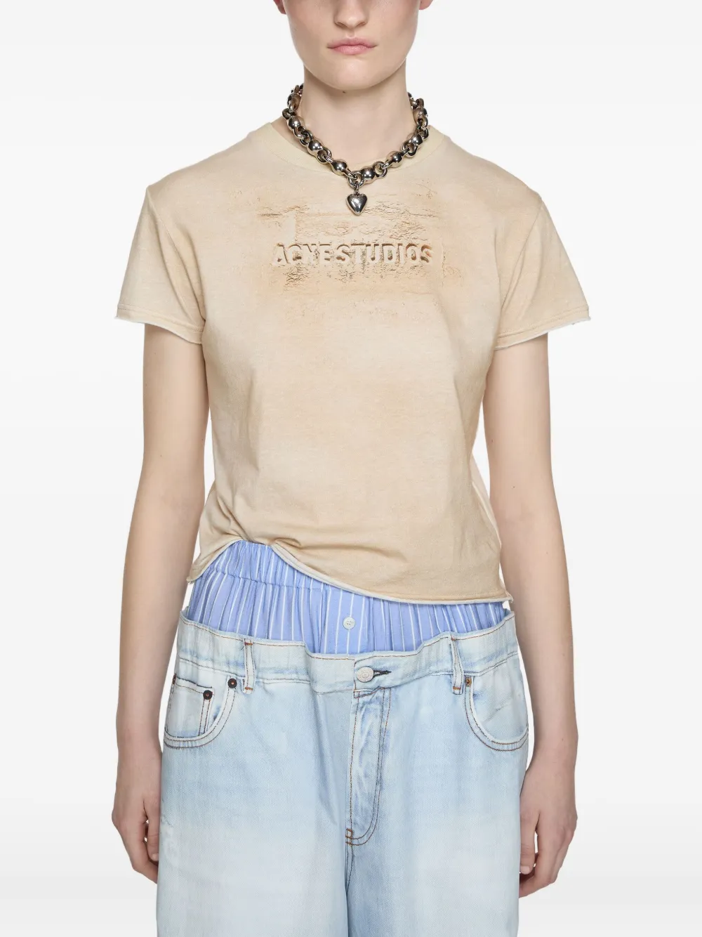 Acne Studios T-shirt van biologisch katoen Beige
