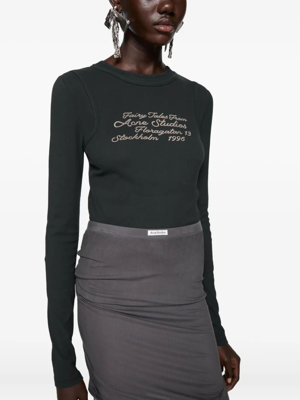 Acne Studios T-shirt met borduurwerk Zwart