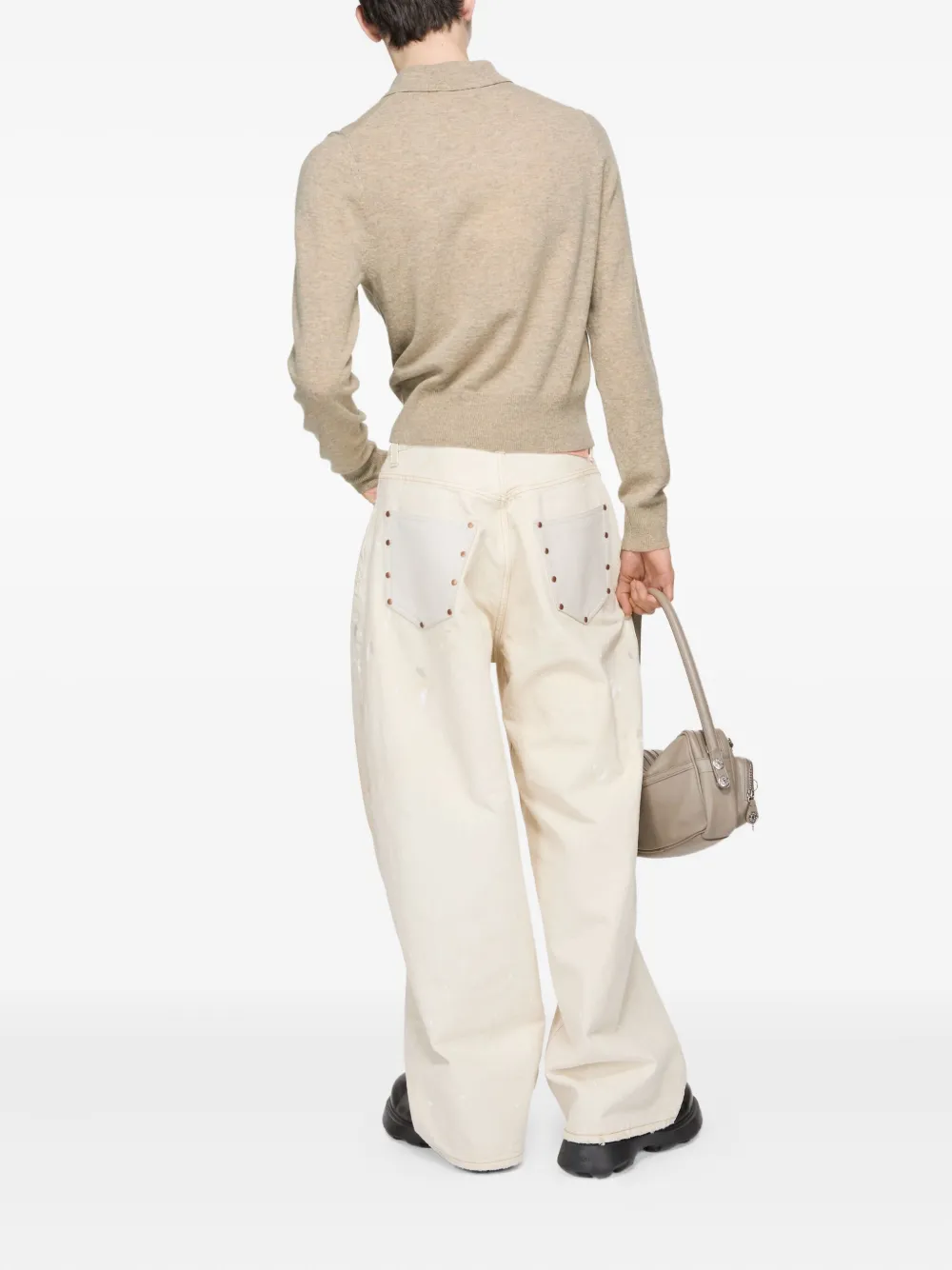 Acne Studios Gebreide top met hart intarsia Beige