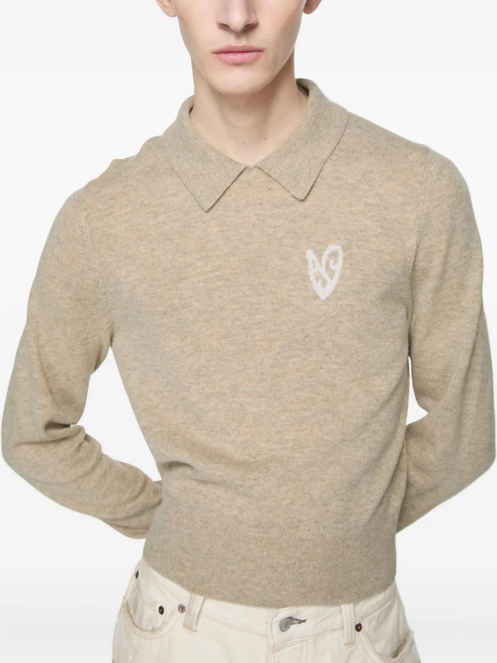 Acne Studios Gebreide top met hart intarsia Beige