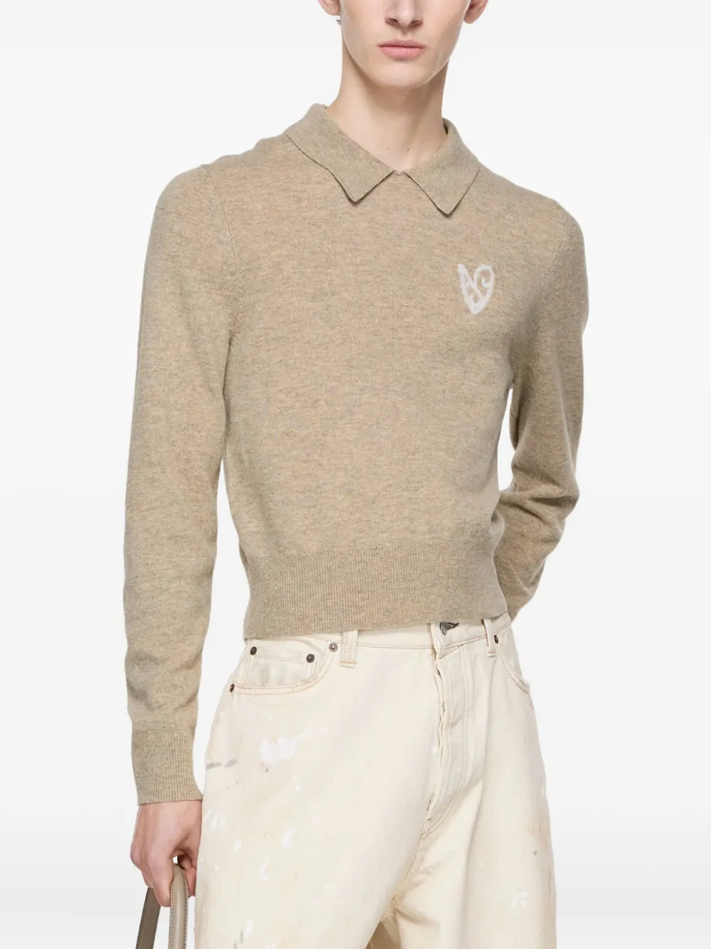 Acne Studios Gebreide top met hart intarsia Beige