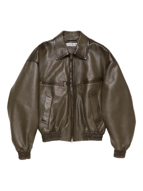 Acne Studios leather zip-up bomber jacket