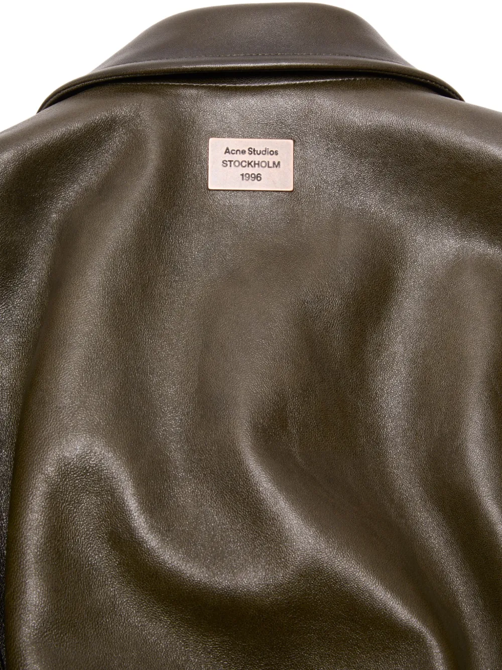 Acne Studios Leather Zip-up Bomber Jacket In Green