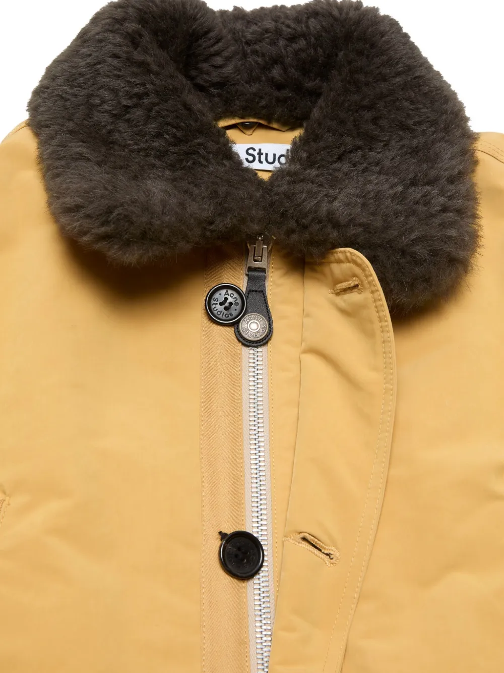 Acne Studios Bomberjack met lammy kraag Geel