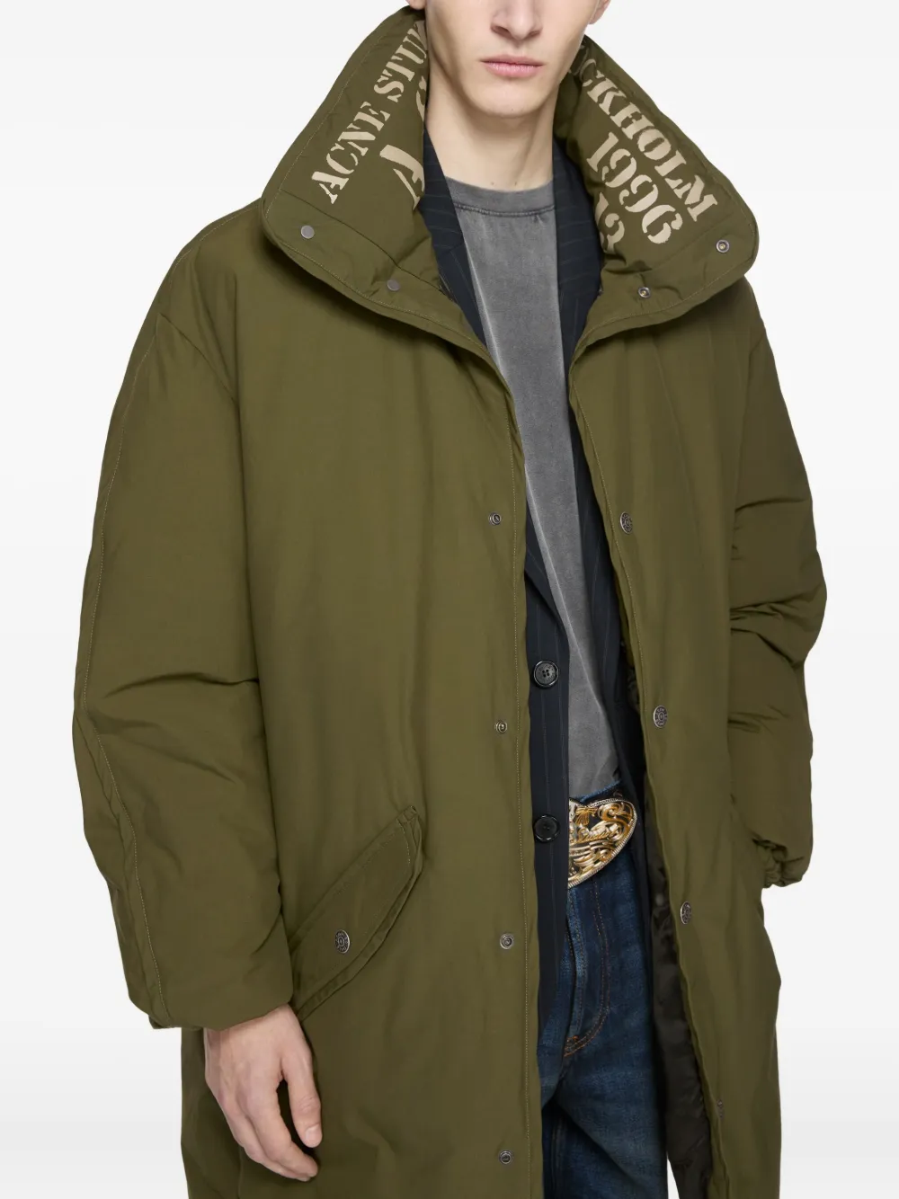 Acne Studios 1996 gewatteerde jas logoprint Groen