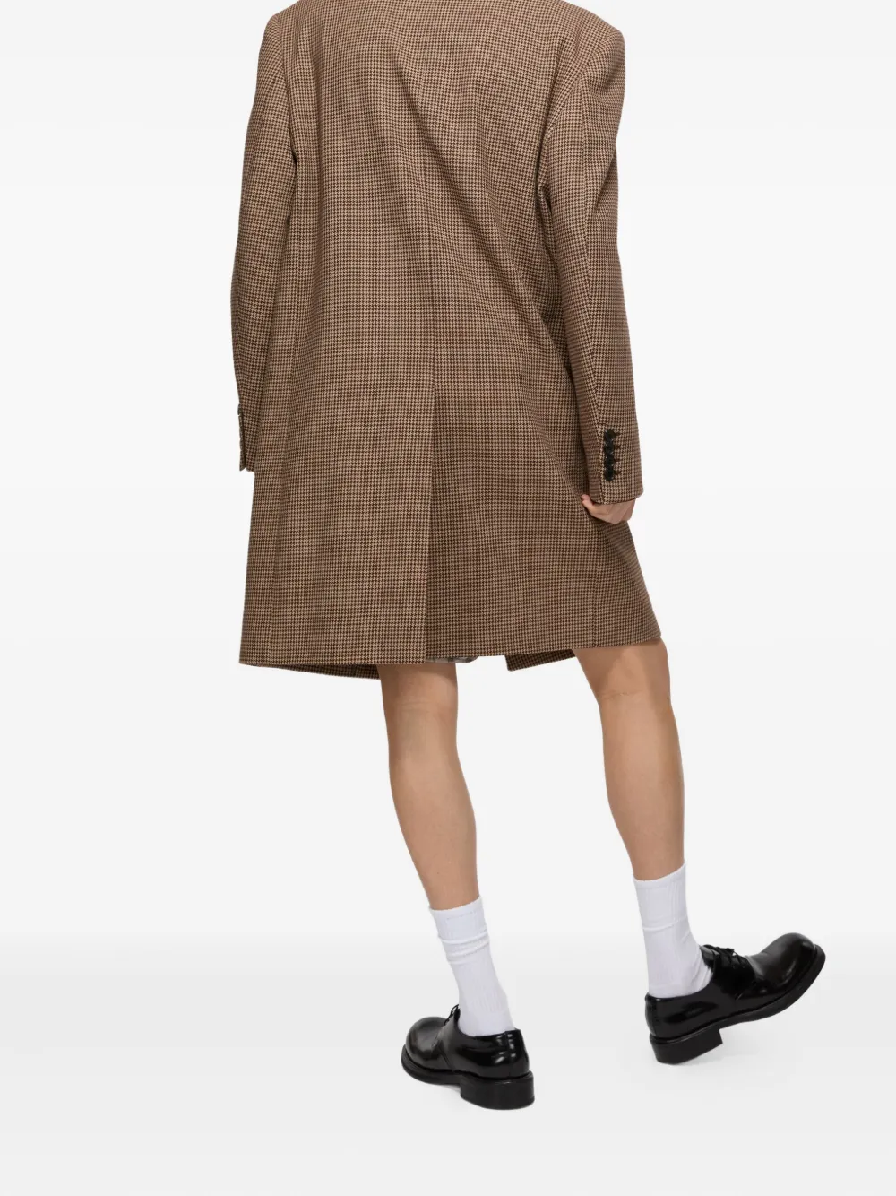 Acne Studios Houndstooth Wool Coat In Brown