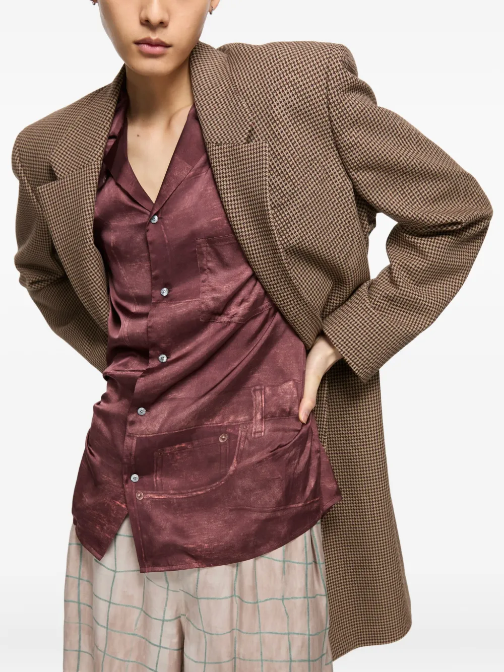 Acne Studios Houndstooth Wool Coat In Brown