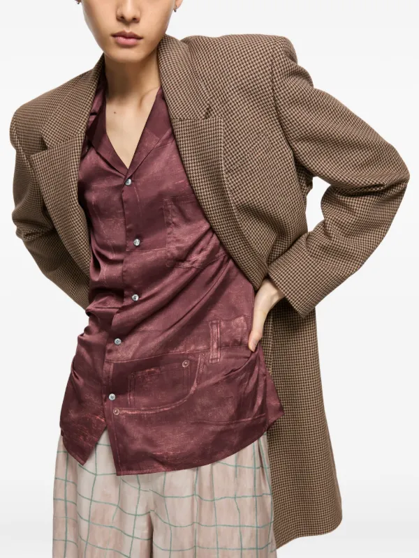 Acne Studios ハウンドトゥース コート | ブラウン | FARFETCH JP