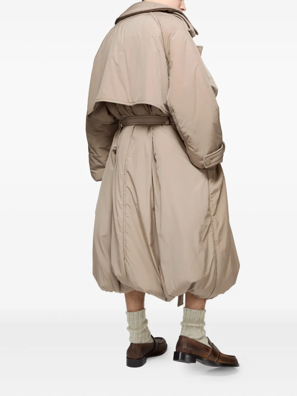 Acne Studios Technical Belted-padded Trench Coat In Neutral
