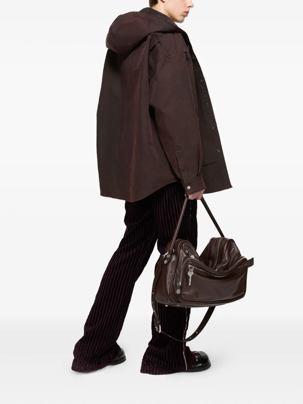 Acne Studios Hooded Organic Cotton Jacket In Brown