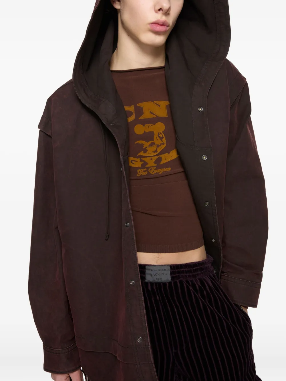 Acne Studios Hooded Organic Cotton Jacket In Brown