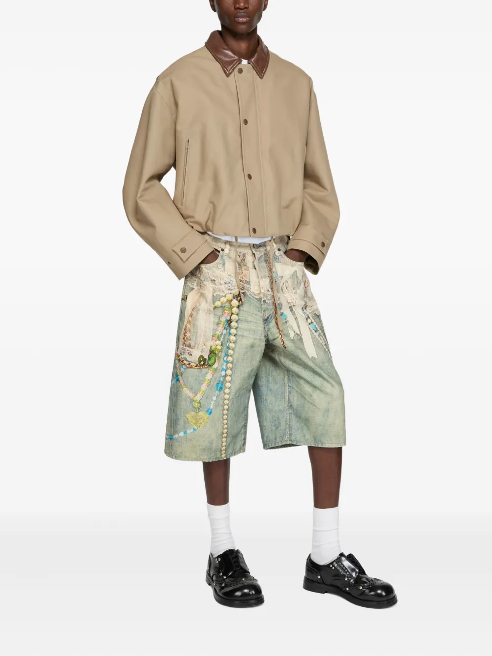 Acne Studios Shorts verfraaid met kant - Blauw