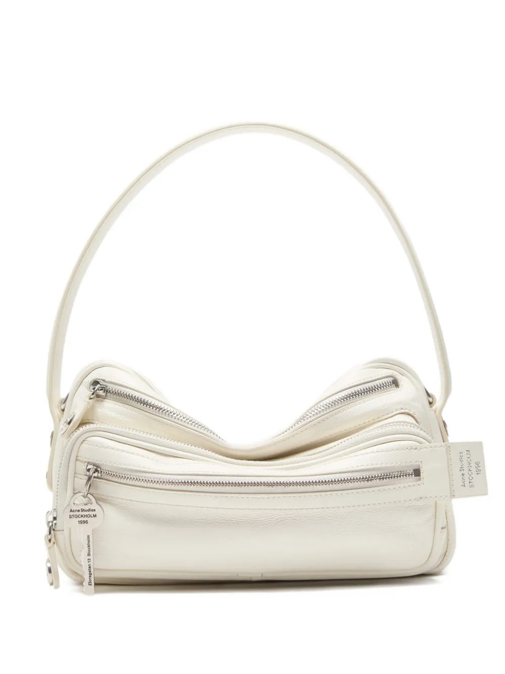 Acne Studios triple-zip leather shoulder bag Wit