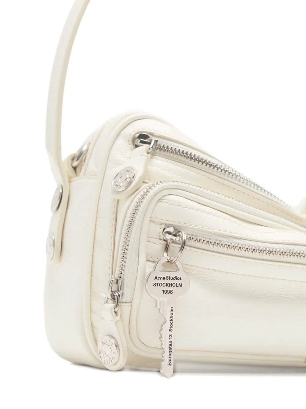 Acne Studios triple-zip leather shoulder bag Wit