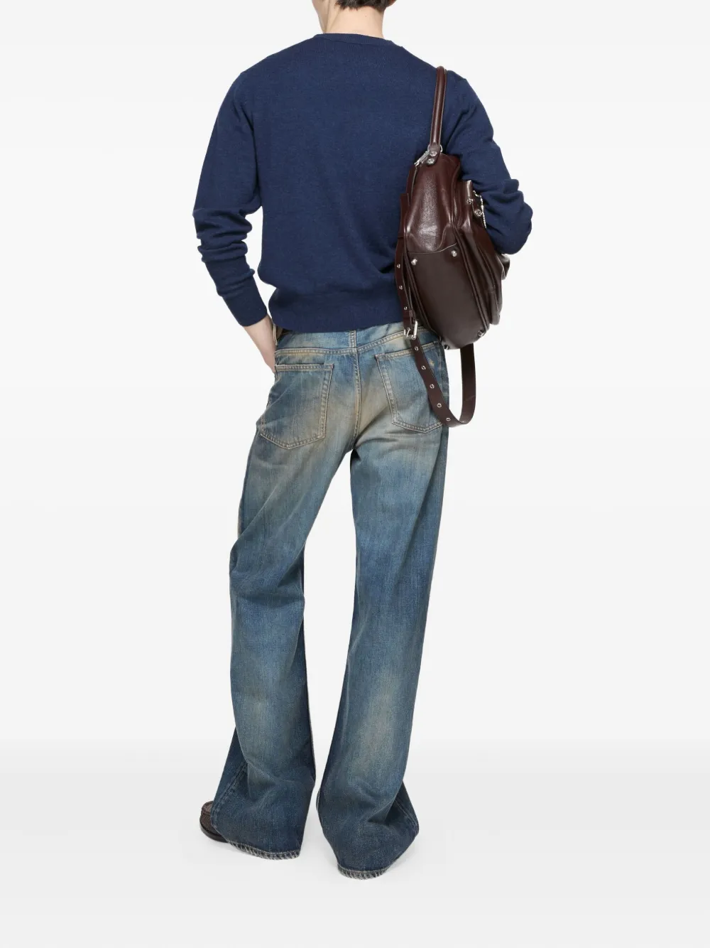 Acne Studios Logo-patch Crew-neck Sweater In Blue