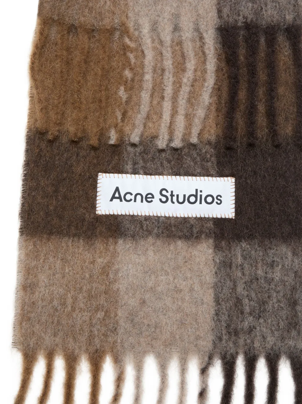 Acne Studios checked fringed scarf Bruin