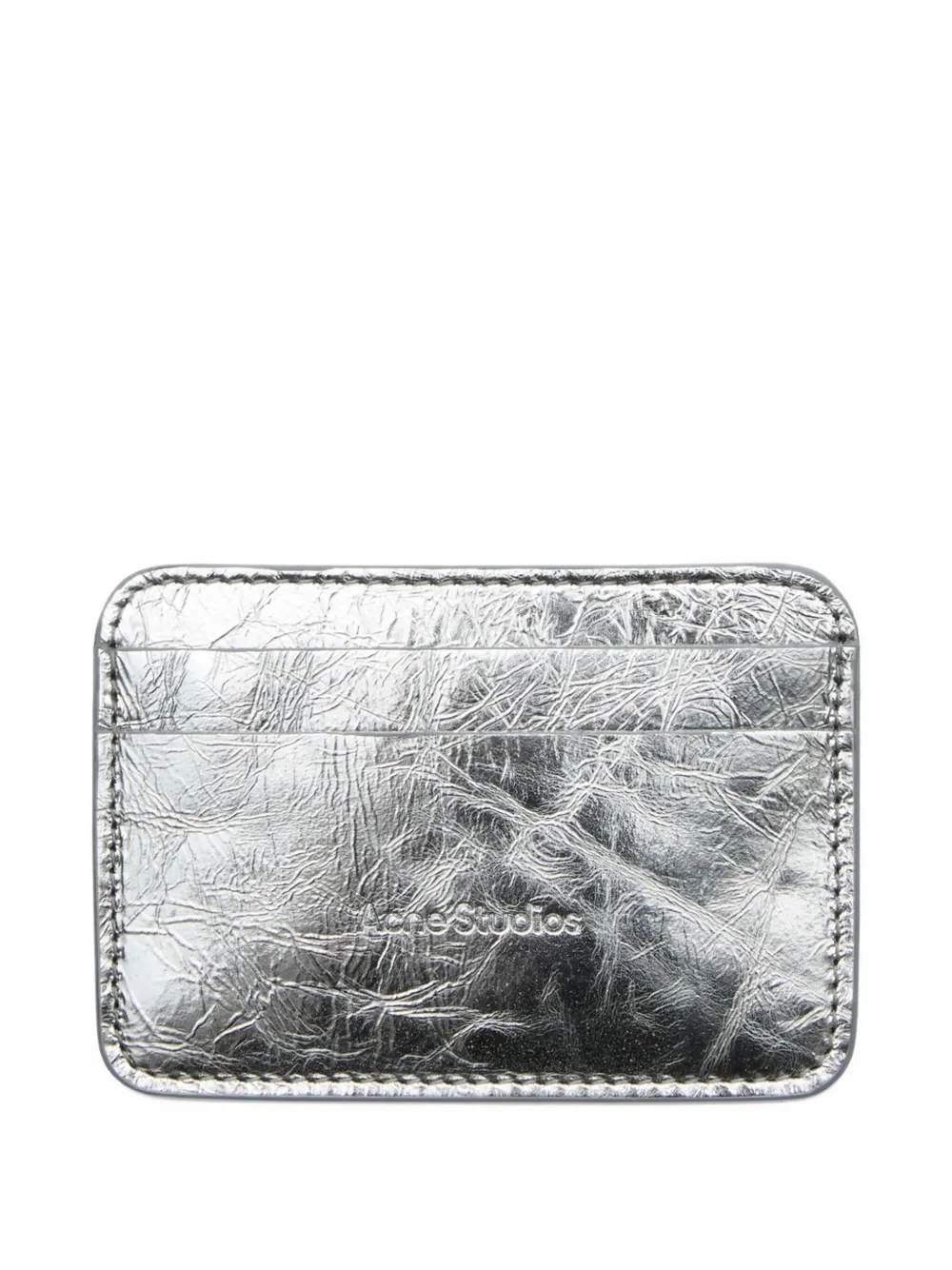 Acne Studios Metallic Leather Cardholder In Silver